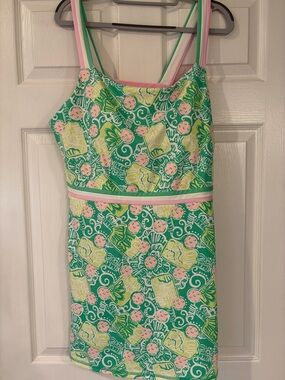 Lilly Pulitzer Green Pink Yellow Printed Sheath Dress